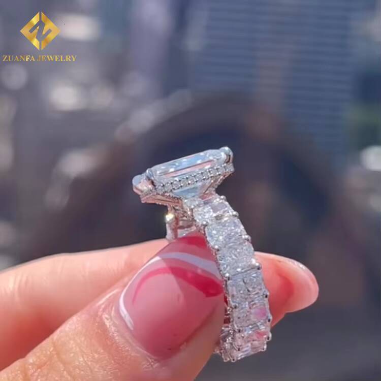 Luxury Engagement Ring Lab Diamond 10K Solid Gold Moissanite Wedding Band Fully Diamonds Custom Design Ring