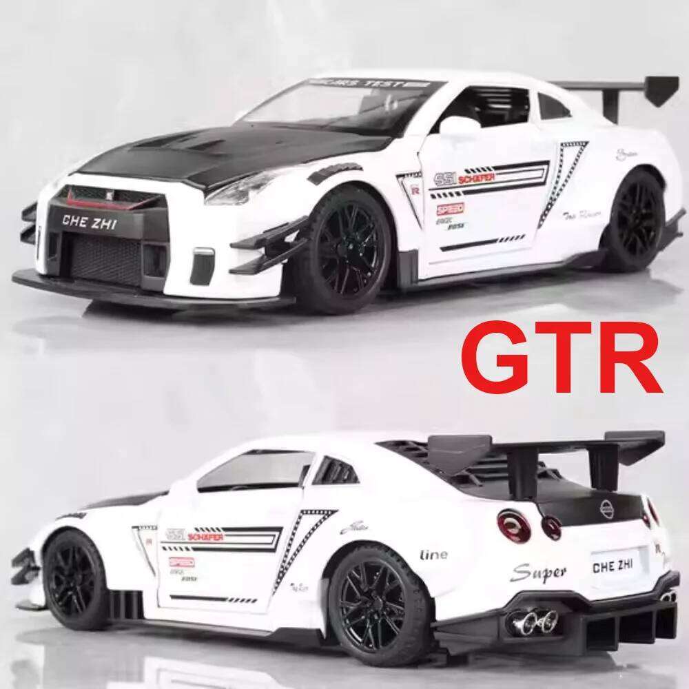 1:24 Scale GTR R34 Model Toys Diecast Alloy Car Doors Opend with Sound Light Pull Back Miniature Models Vehices Boy Collect Gift Z260306