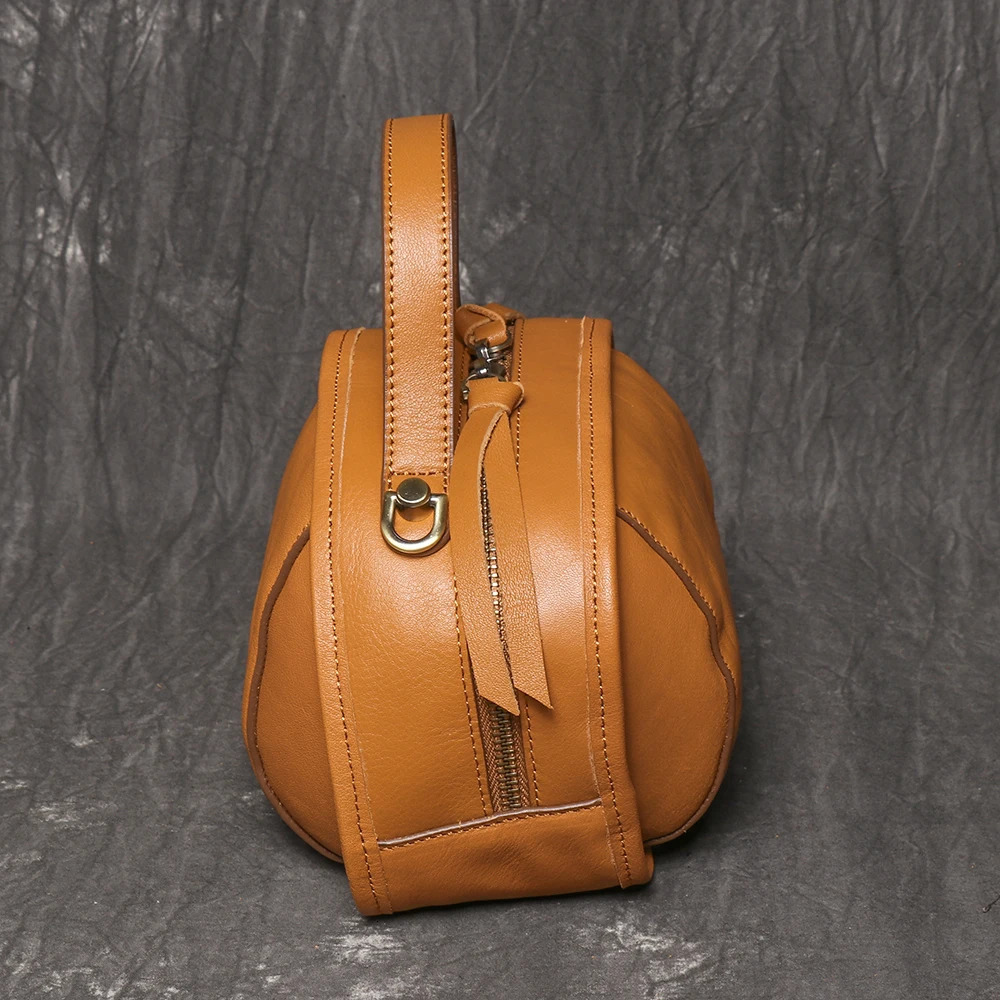 LUOKIR Genuine Leather Womens Crossbody Bag Top Layer Cowhide Exquisite Handbag Daily Travel Mobile Phone Bowling bag 260227