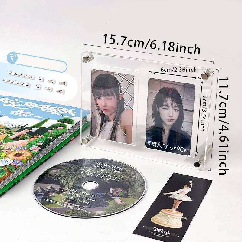 Transparent Idol Frame Acrylic Display Stand Photo Protective Album Picture Poster Holder CD Storage Case H260306