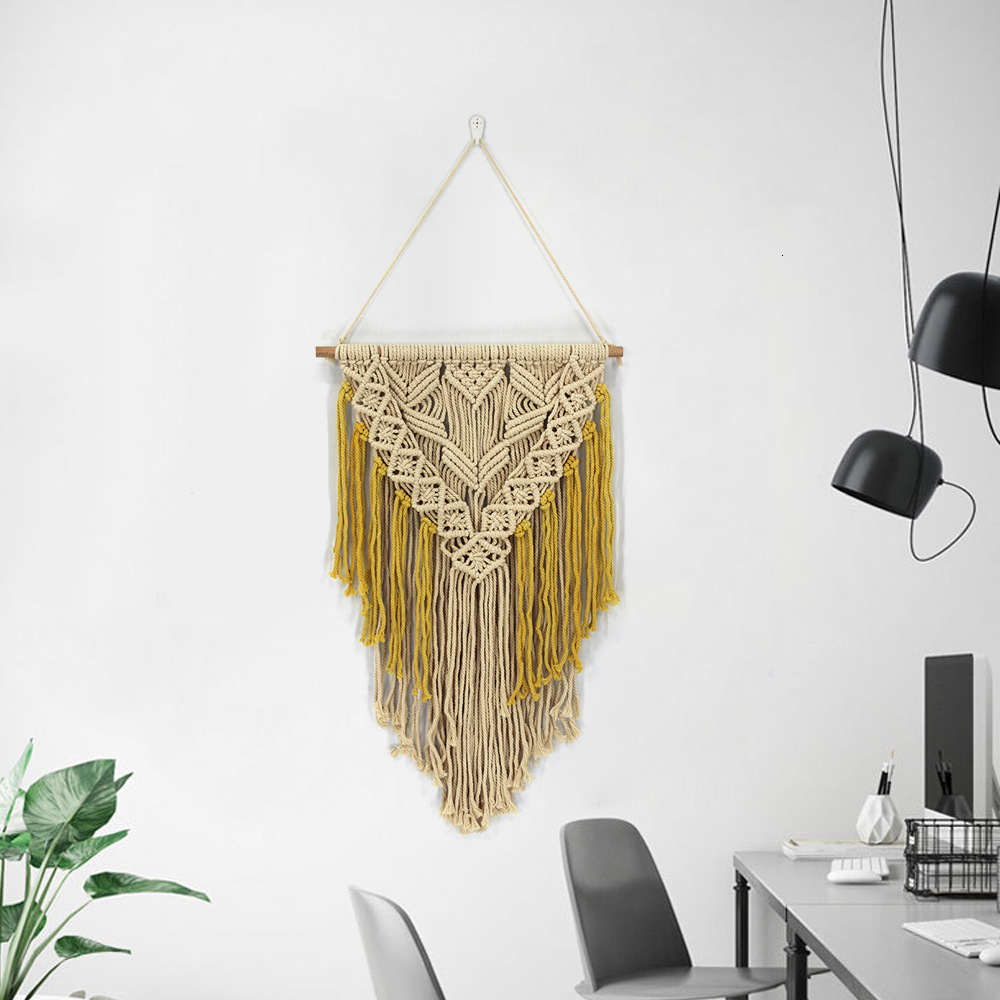 Macrame Wall Hanging Handmade Weaving Bohemian Cotton Rope Tape Home Decoration Pure Star Mural Living Room Wall Decoration 240918