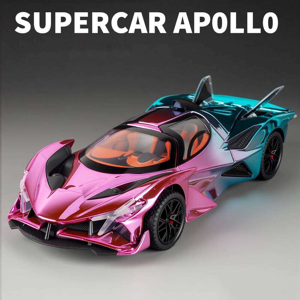 1:24 Apollo EVO Lambor Revuelto Alloy Diecast Sports Car Model Toy Doors Opened Sound Light Pull Back Cars Perfect Birthday Gift Z260307