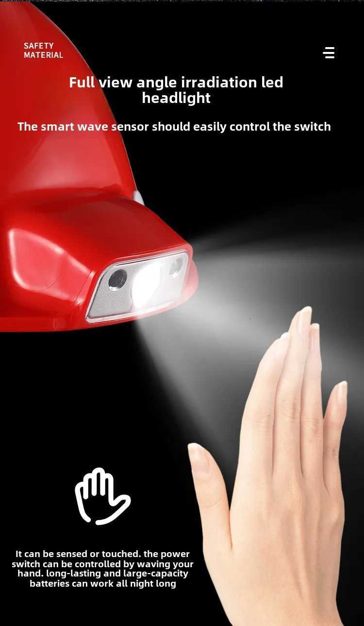 Construction Safety Helmet with Inductive LED Headlight Integrated Headlamp Helmet ABS Site Work Helmet H260307