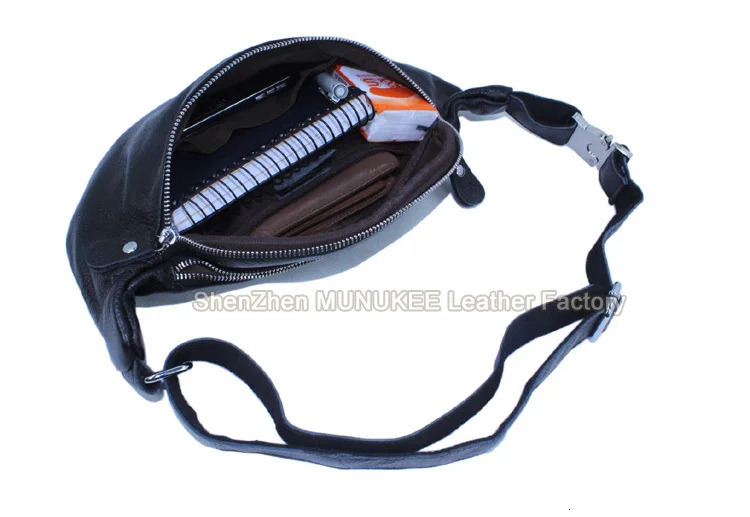 Fashion Genuine Leather waist bag for men fanny pack belt bum money pouch molle pochete 260228
