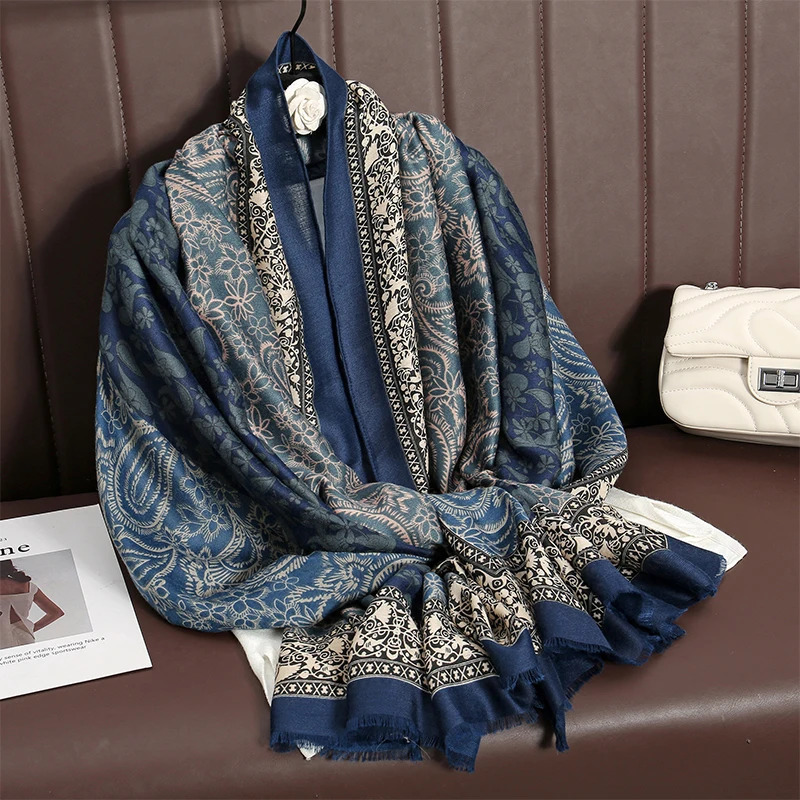 Paisley Cotton Pashmina Shawl Lady Wrap Warm Winter Scarves Autumn Print Female Foulard Beach Stoles Scarf 260302