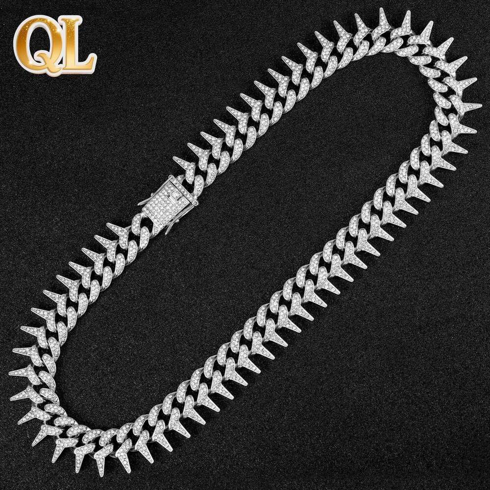 High-Quality Thorn Hip-Hop Blade Full Diamond Exaggerated Men's Necklace European and American Hot-Selling Manufacturer Wholesale