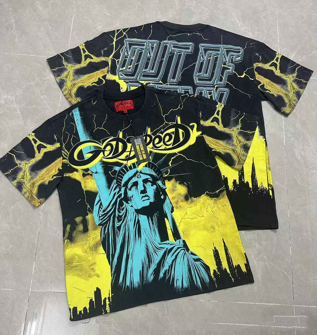 American niche trendy brand GO retro washed and distressed skull print loose short-sleeve T-shirt