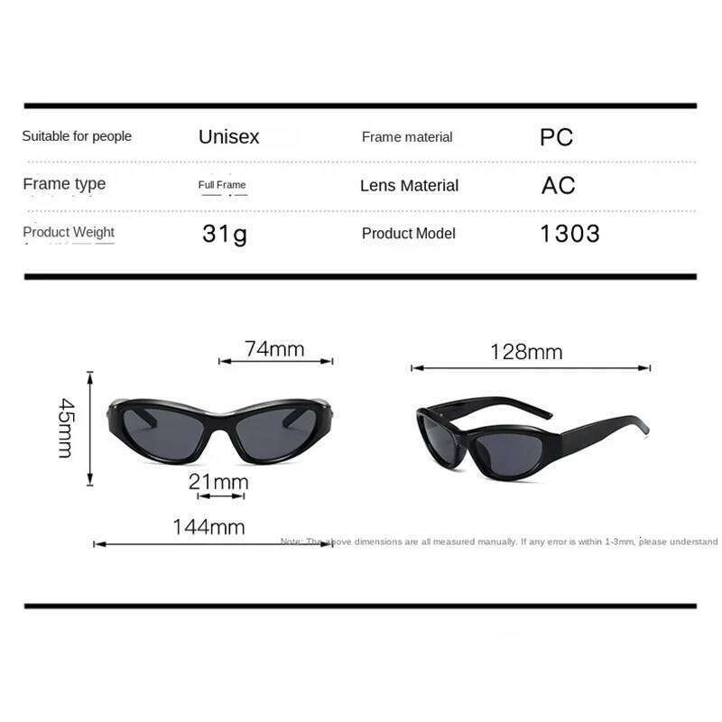 New Y2K Sports Punk Sunglasses Women Brand Designer Oval Goggle Men Luxury Sun Glasses UV400 Colorful Mirror Fashion Eyewear 26Y0302