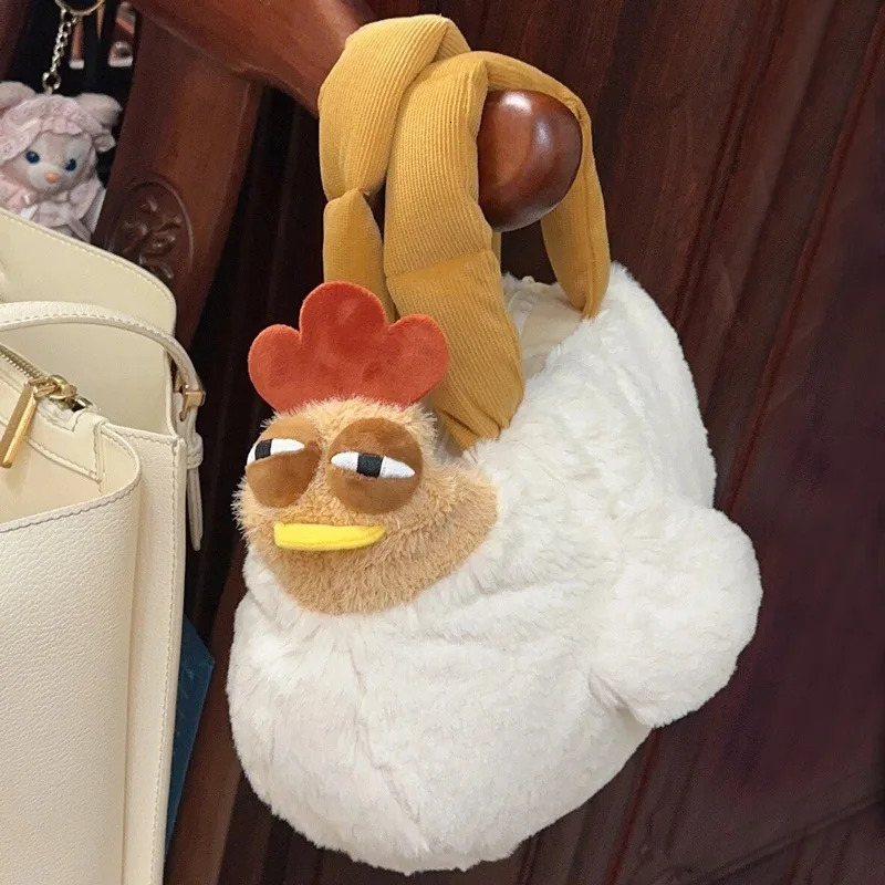Little Chicken Plush Handbag Funny Satchel Purse for Women Cute Unique Birthday Gift Durable Trendy Womens Accessory 260307