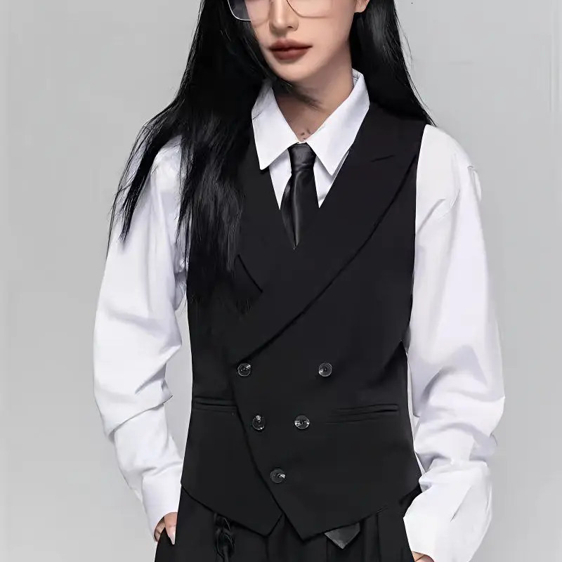 Womens Casual Suits Vest With A Lapel Collar Business British Style Highend Sense Gun Slim Waistcoat 260306