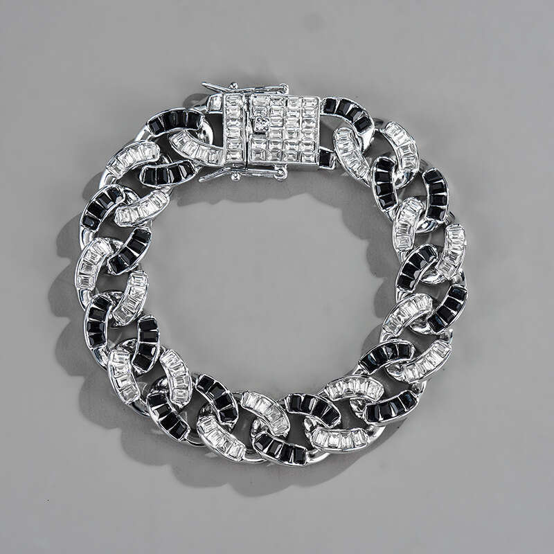 15mm Square Diamond Cuban Chain High-Quality Fashion Alloy Rhinestone Unisex Hip-Hop Necklace Factory Wholesale