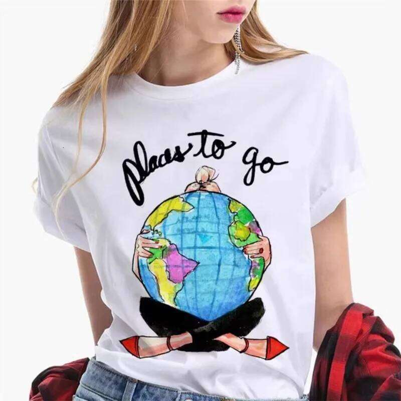 Paris Girl Europe and America Fashion Loose Ins White Short-sleeved T-shirt Woman Graphic T Shirts Harajuku Women Clothes XJ260306