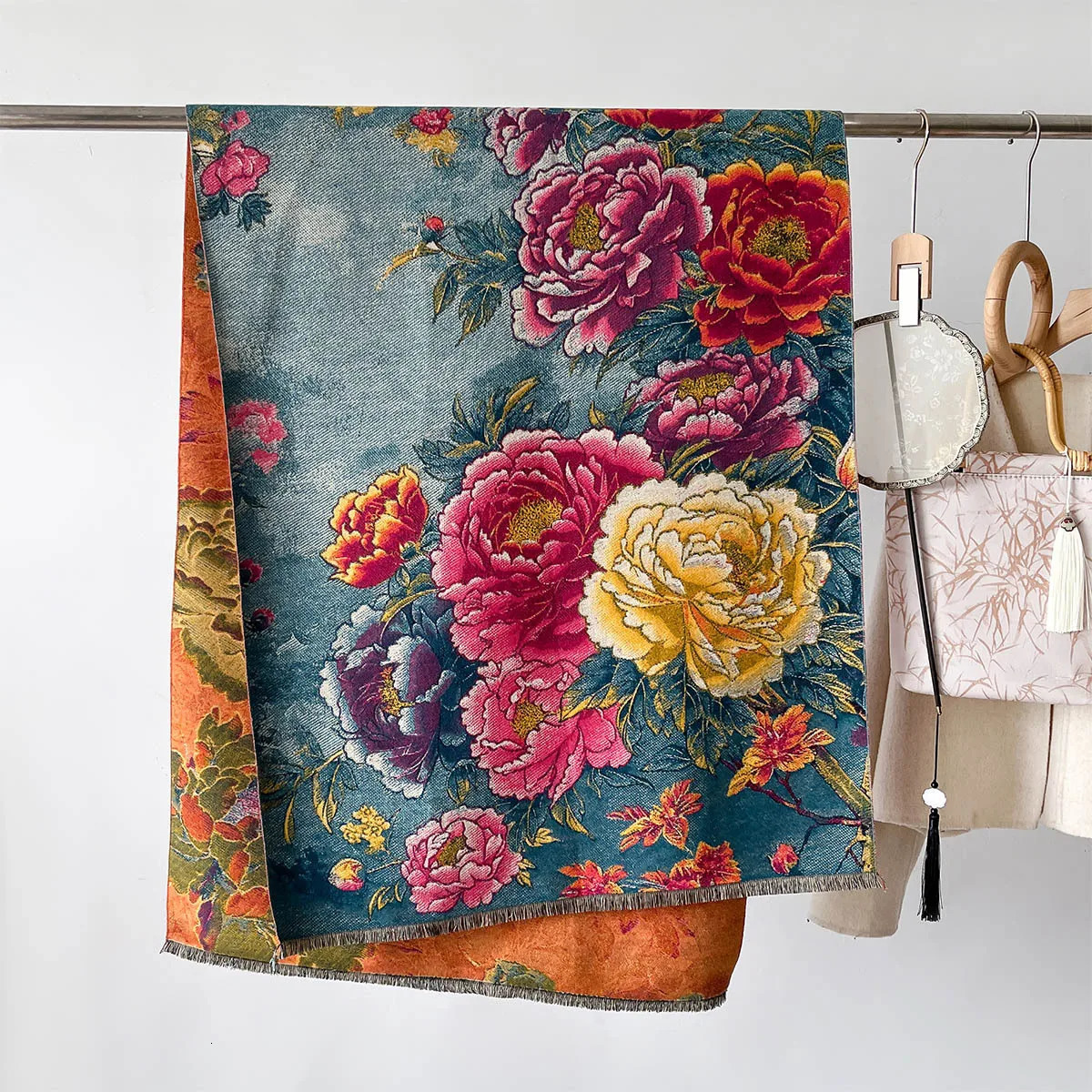 Warm Cashmere Scarf Women Shawl Floral Print Wraps Thick Blanket Winter Bufanda Pashmina Female Travel Poncho Stoles 260302