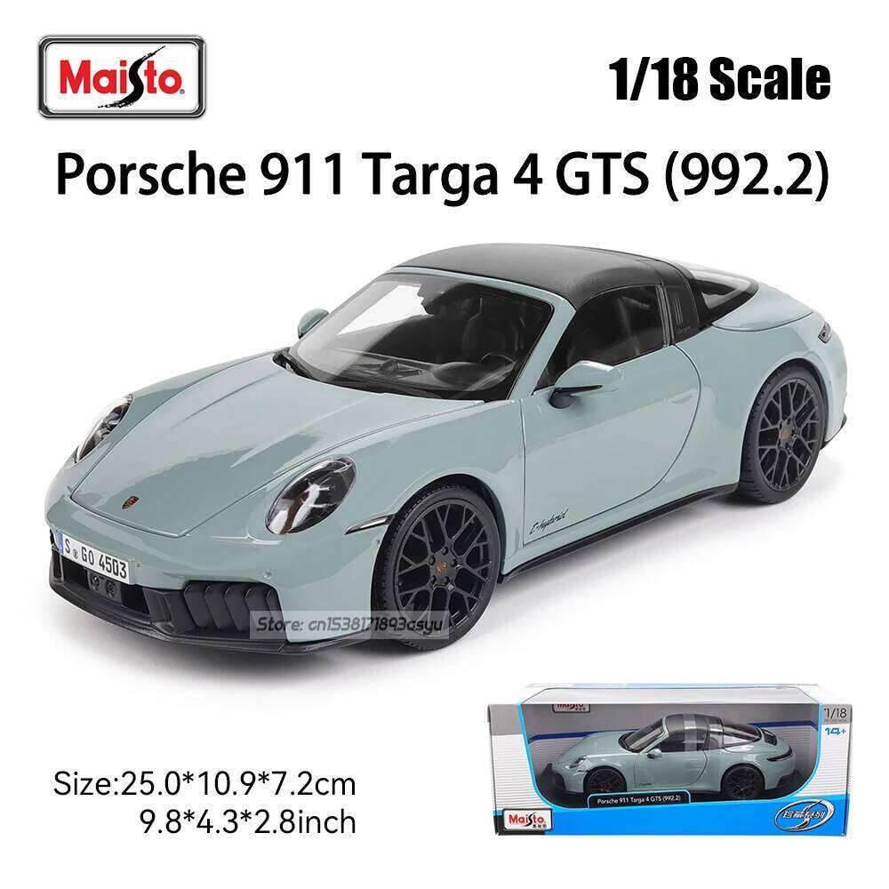 Maisto 1:18 Porsche 911 Tarqa 4 GTS 992.2 Coupe car Alloy Model Classic Car Decoration Collection gift box packaging Z260306