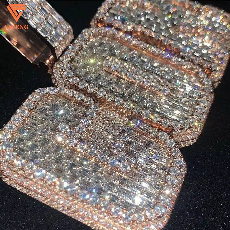Top Quality Custom Hand Setting Vvs Baguette Moissanite Pendant Mens Iced Out Hip Hop Letter Charm Pendant