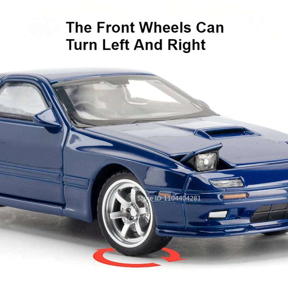 1:32 RX7 MX5 Models Alloy Diecast Car Toys with Sound Light Pull Back 4 Doors Opened Miniature Vehices for Children's Day Gifts Z260306