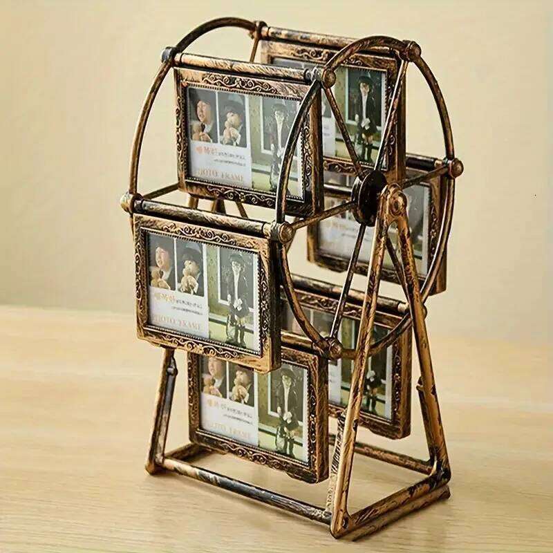 Creative Rotatable FerrisWheel PhotoFrame4-inch FrameBirthday Gift Photo Display ShelfFor HomeRoomLiving RoomOffice Decor H260306