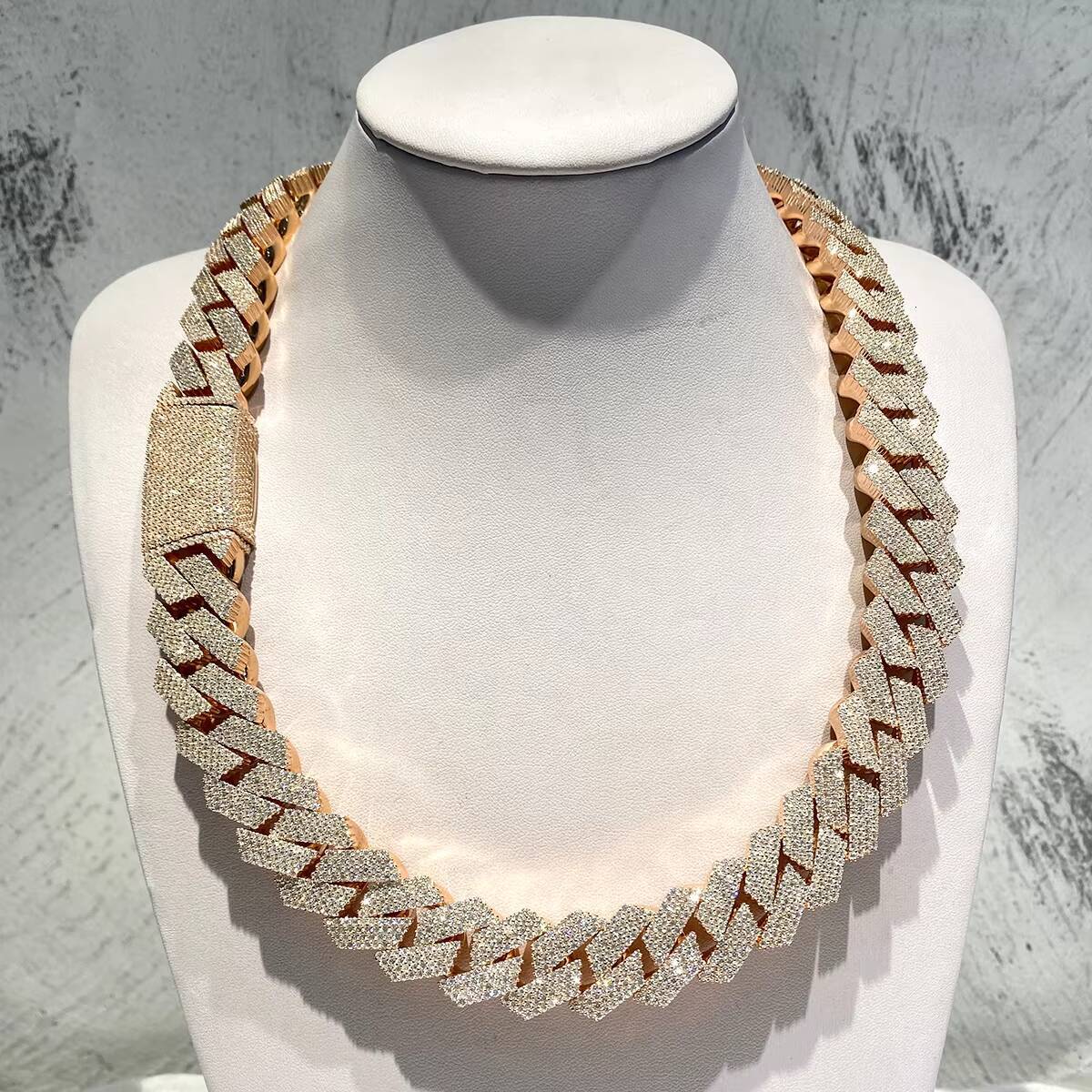 Moissanite Cuban Chain Big 20mm 925 Sterling Silver Rose Gold VVS Moissanite Diamond Hip Hop Moissanite Cuban Link Chain for Men