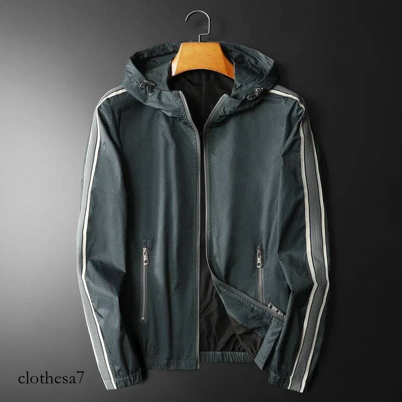Minglu Hooded Spring Zipper Men's Jackets Luxury Plaid Printed Solid Color Long Sleeve Man Outerwear Autumn Male Coats