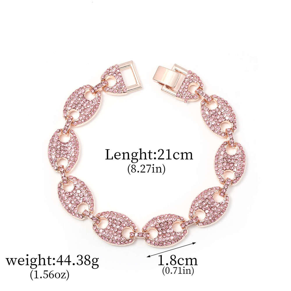 Best-selling in Europe and America, high-quality alloy heavy-duty Cuban chain diamond-studded men's rap hip-hop chunky bracelet