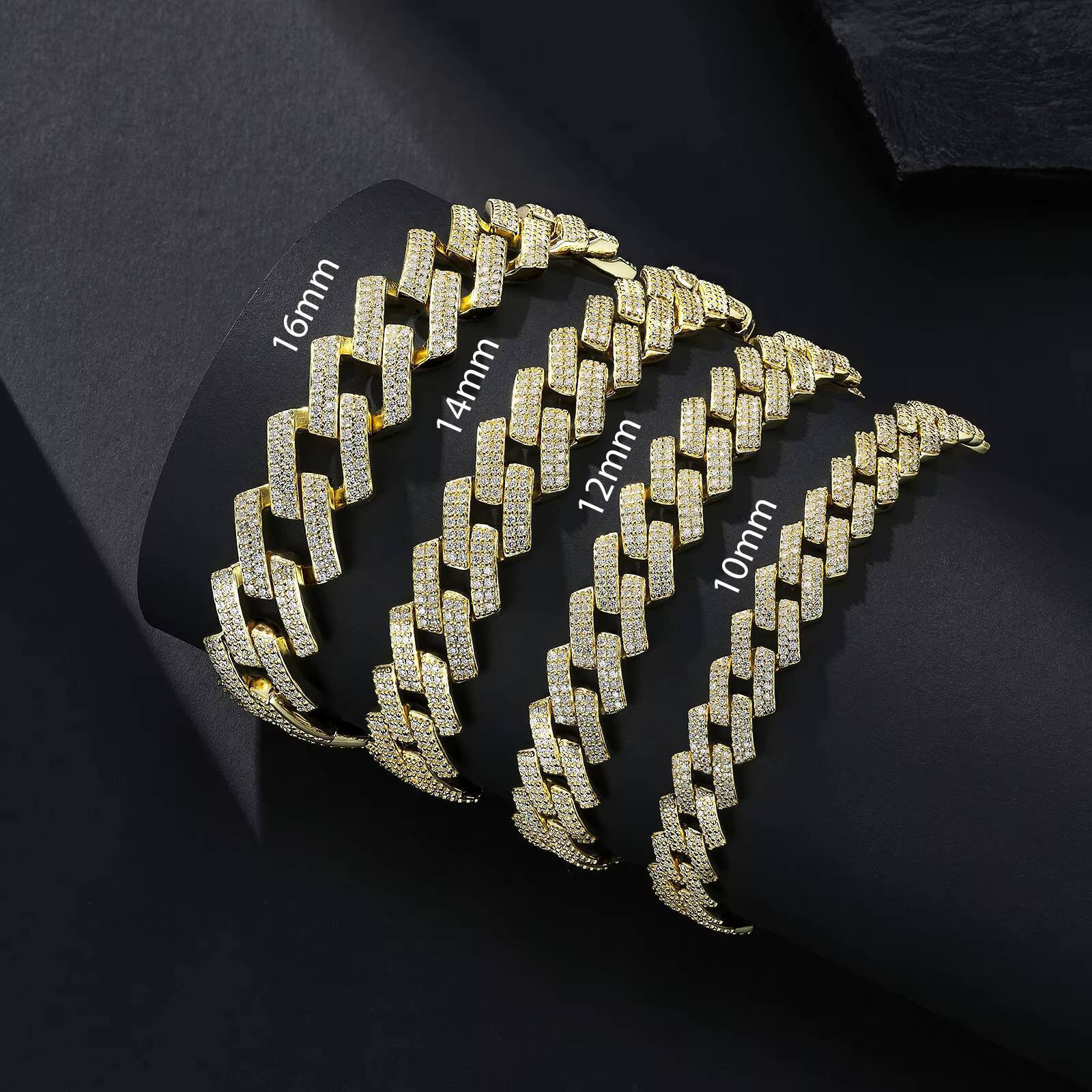 Moissanite Iced Out Gold Plated Cuban Link Luxury High End Fine Jewelry Custom Design Hip Hop Style Bracelet