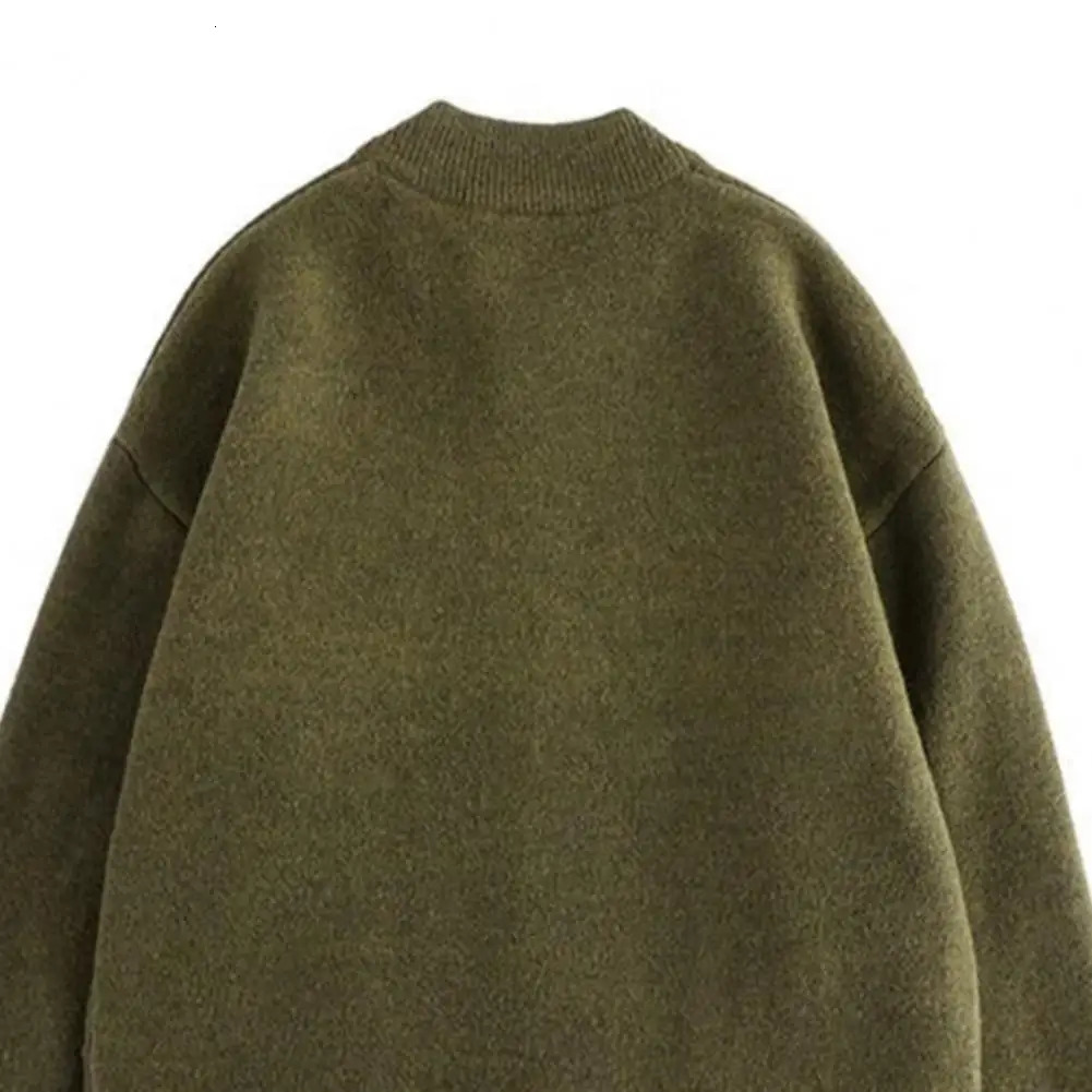 Sweater Coat Mens Round Neck Knitted Cardigan Sweater with Single-breasted Closure Solid Color Long Sleeve Coat for Warmth 260306