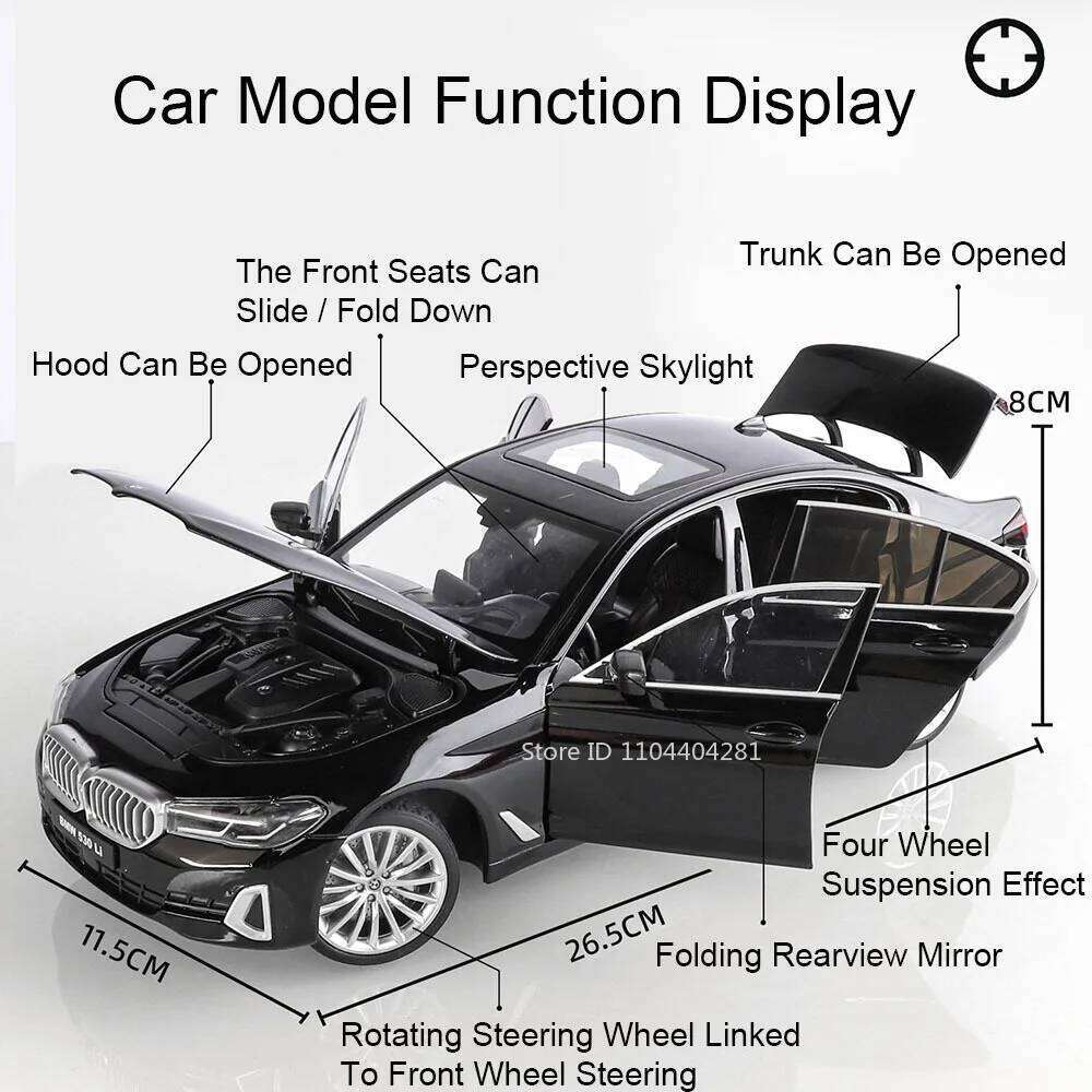 1:18 530Li A6L Model Diecast Alloy Car Doors Opened Front Steering Four Wheel Suspension Vehices Child Birthday Gifts Z260306