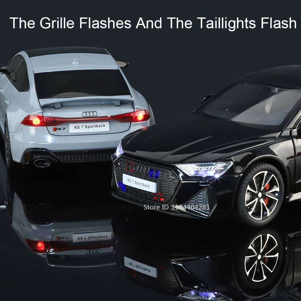 1:24 RS7 A6L Model Toy Diecast Alloy Car Front Wheel Steering Sound Light Pull Back Doors Opened Miniature Vehice Boy Adult Gift Z260306