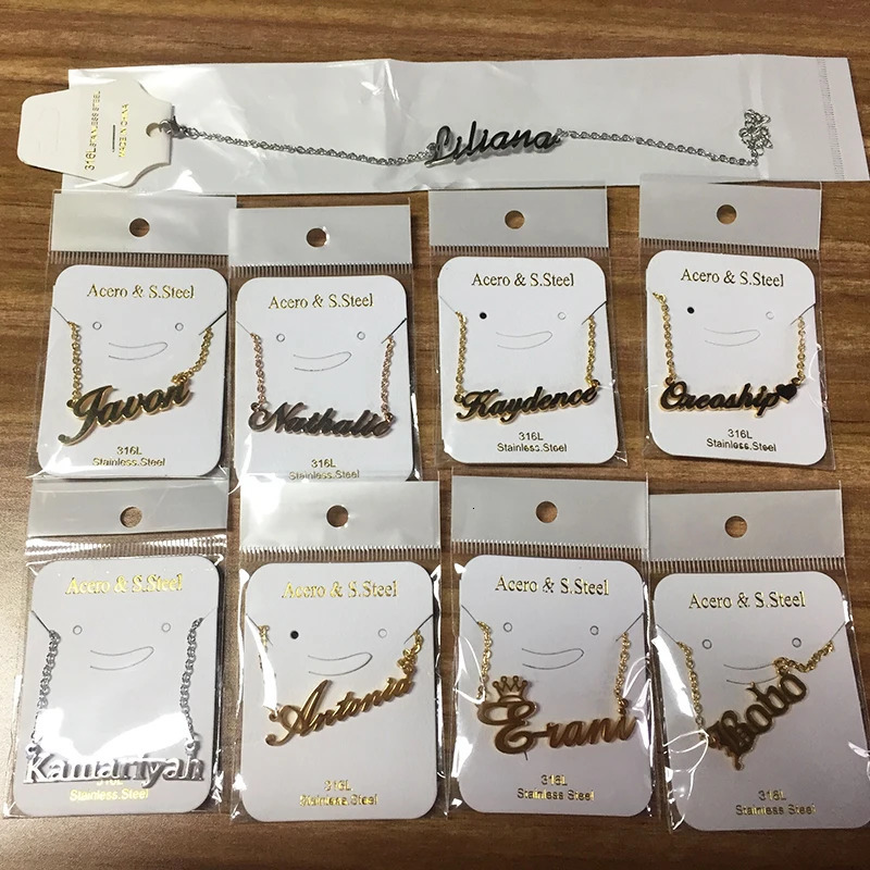 Atoztide Customized Fashion Stainless Steel Name Necklace Personalized Letter Gold Color Choker Necklace Pendant Nameplate Gift 260302