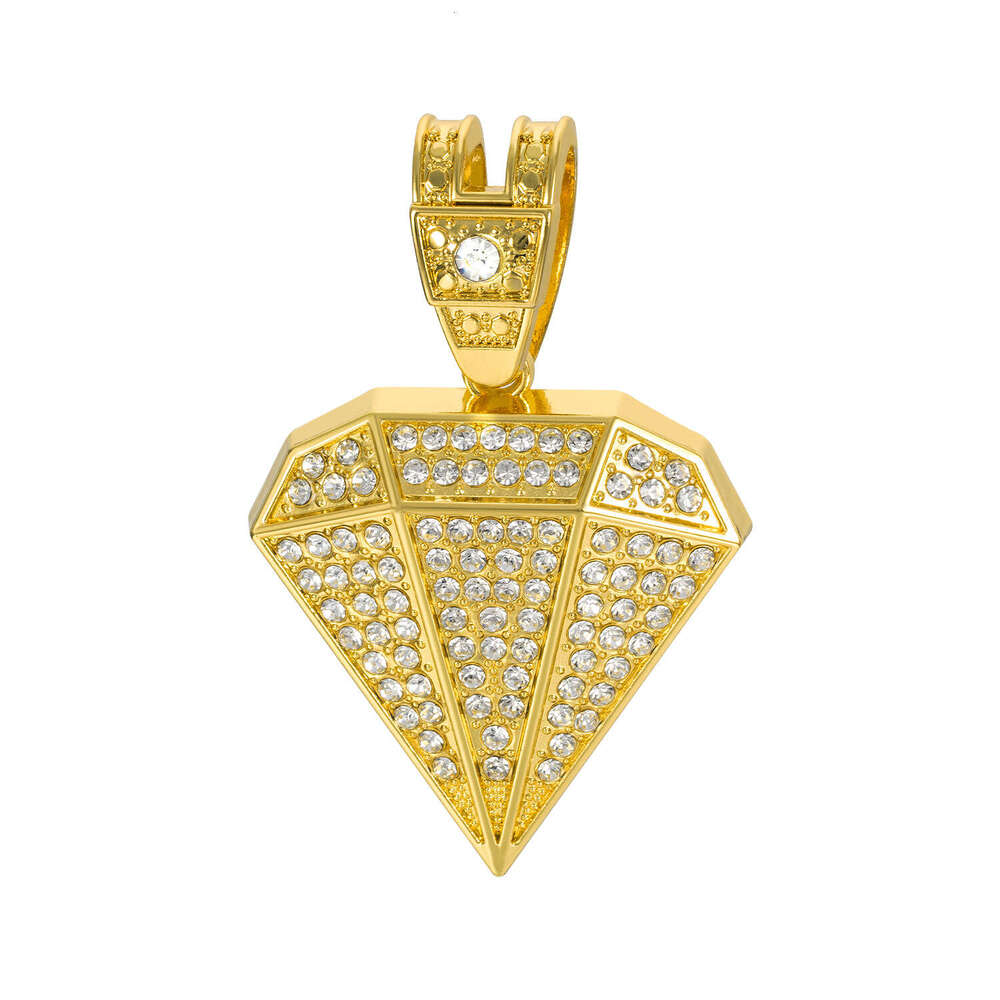 New cross-border European and American hip-hop style large diamond pendant, zinc alloy full-diamond rhombus-shaped Cuban chain, high quality at factor