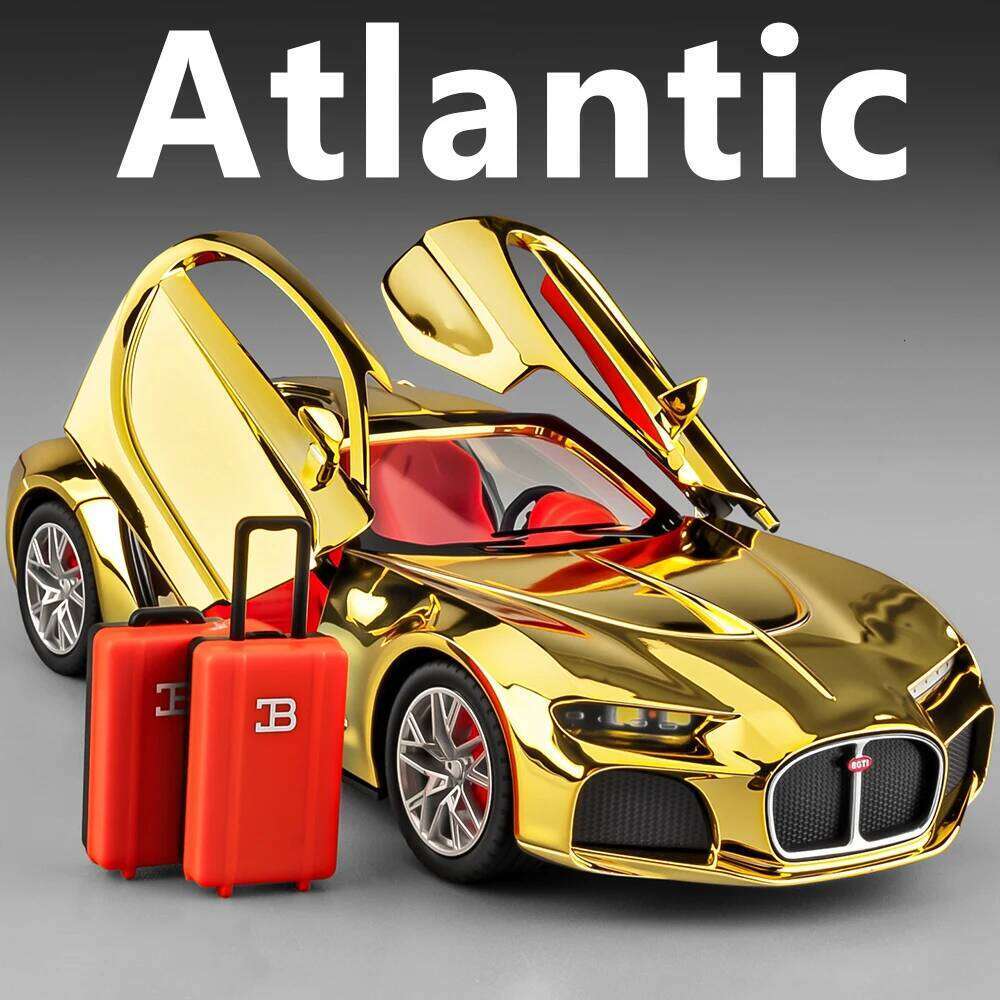 1:24 Alloy Diecast Atlantic Toys Sports Cars Models Doors Opened Vehicle Pull Back Light Music Miniature Car Kids Festival Gifts Z260306
