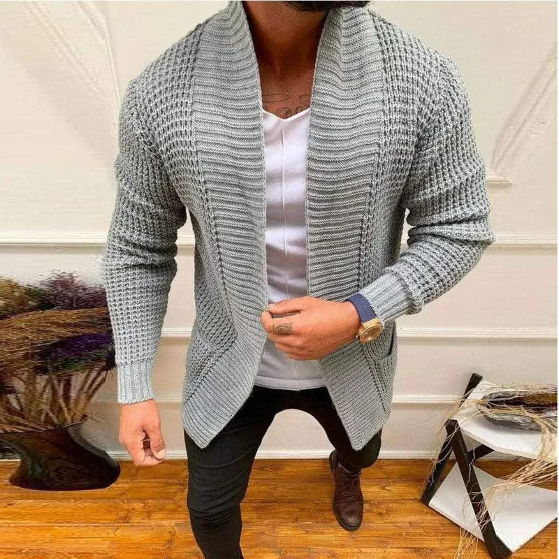 Mens Knitted Sweatercoat Long Cardigan Fashion Casual Sweater Jacket Men Knit Trench Coat Autumn Streetwear Cardigan Man 260306