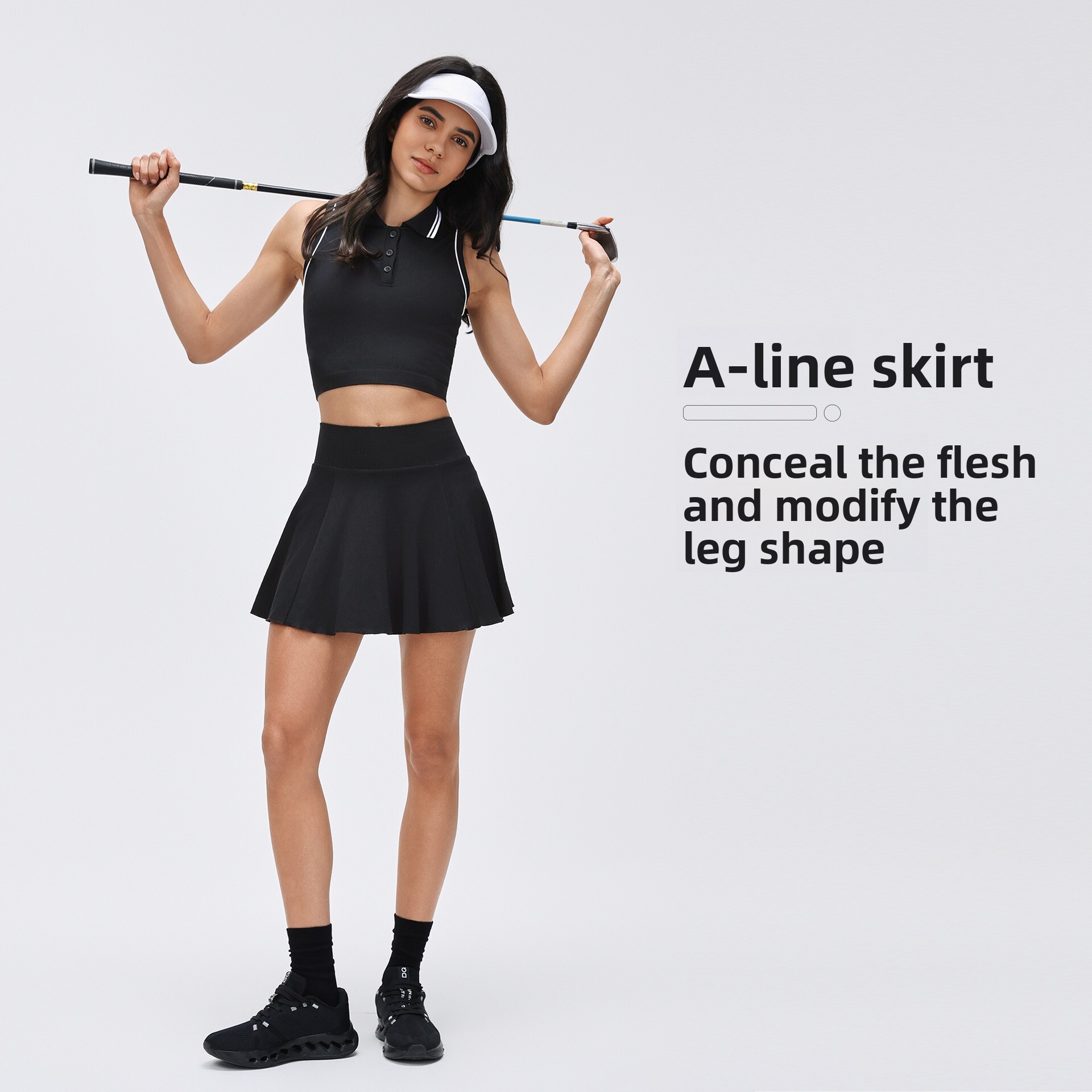 Spring Summer Fake Two-Piece Tennis Quick-Dry Breathable Fitness Pleated Solid Color Versatile Sports Short Skirt for Women