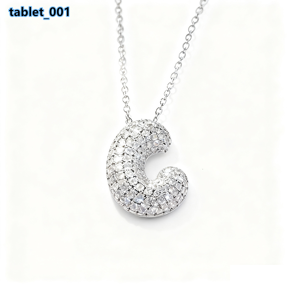 Cross Border 26 Letters Moissanite Necklace 44CT Large Chain Exaggerated English Pendant Fashionable Charms Necklace