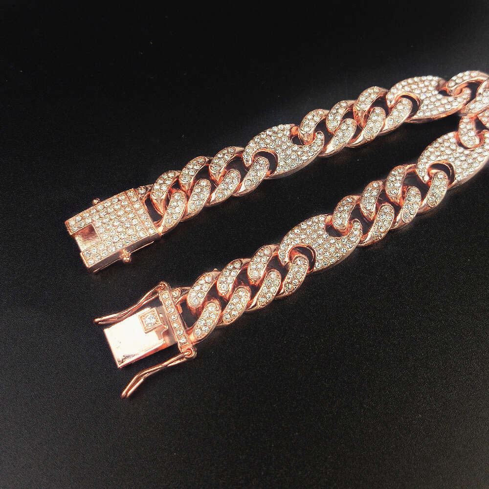 New pig nose coffee bean Cuban chain 12mm 20mm high-quality box clasp color-blocked personalized bracelet necklace