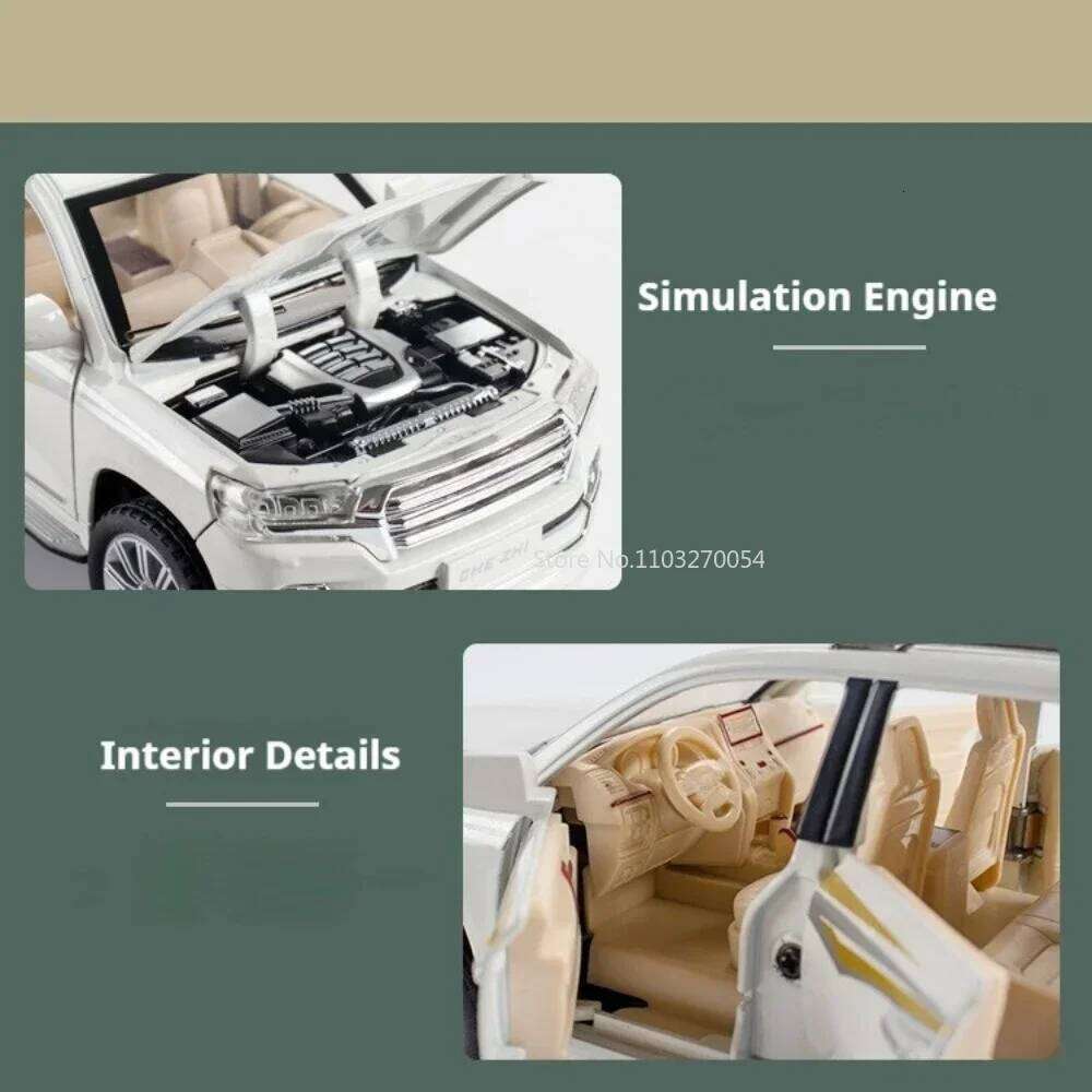 1:24 Land Cruiser LC300 Alloy Diecast Model Toys Car Sound Light Pull Back Doors Opened Miniature Vehice for Kids Festival Gifts Z260307