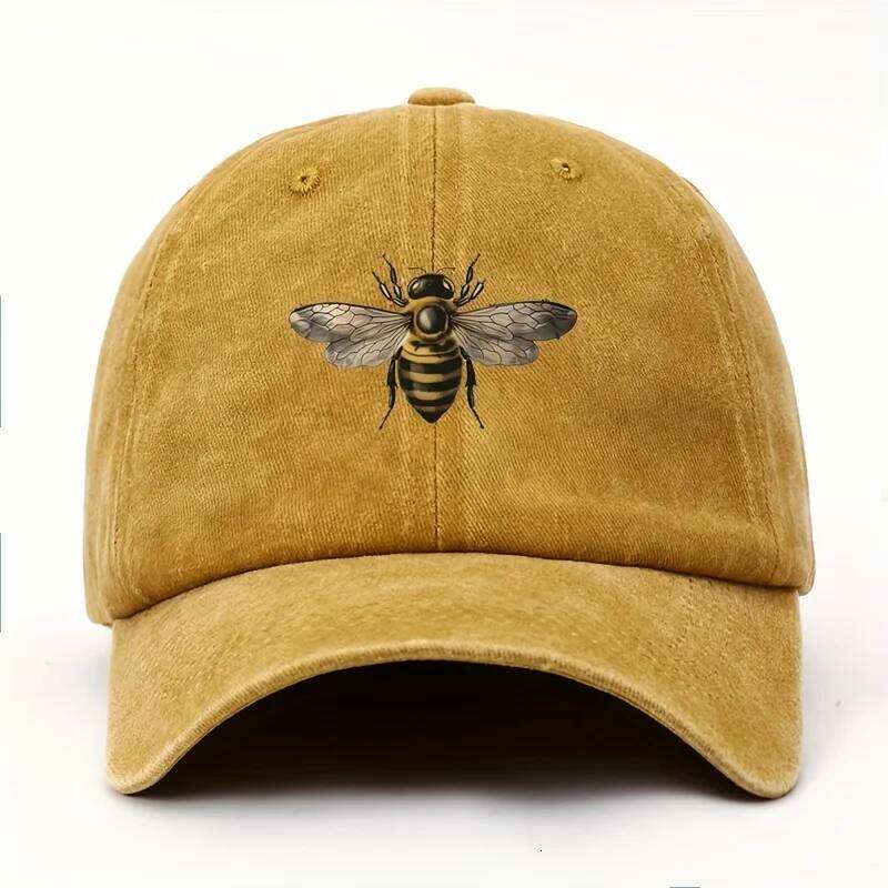 A bee print simple design baseball cap travel sunscreen versatile style for men and women Y260304