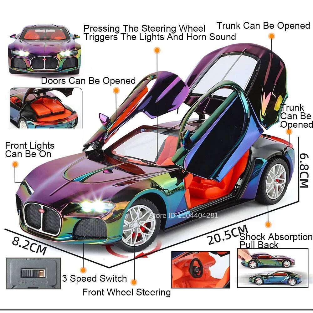 1:24 Alloy Diecast 720S Atlantic Miniature Car Toy Model Doors Opened Sound Light Pull Back Shock Absorption Vehice Holiday Gift Z260306