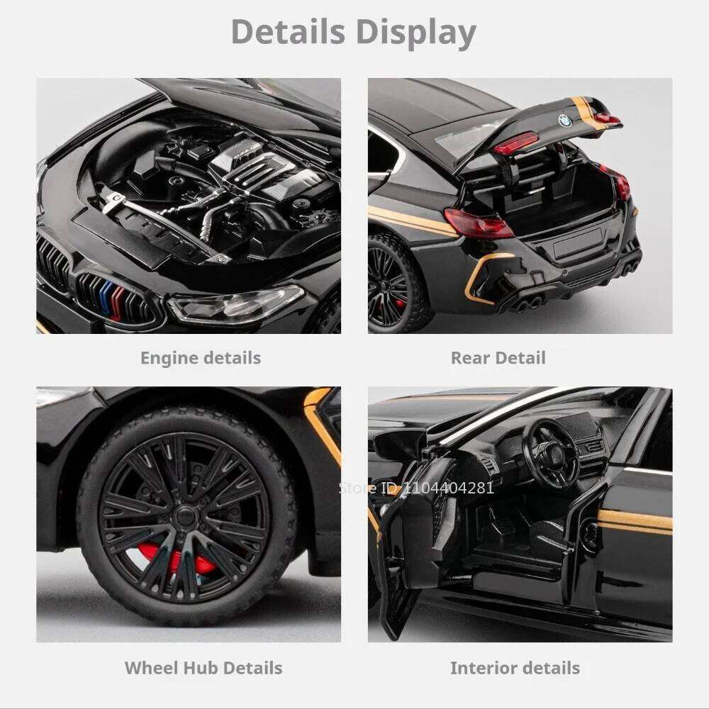 1:32 Scale M8 M4 Diecast Alloy Toys Model Car Doors Opened with Sound Light Pull Back Miniature Vehcie Children Desktop Ornament Z260307