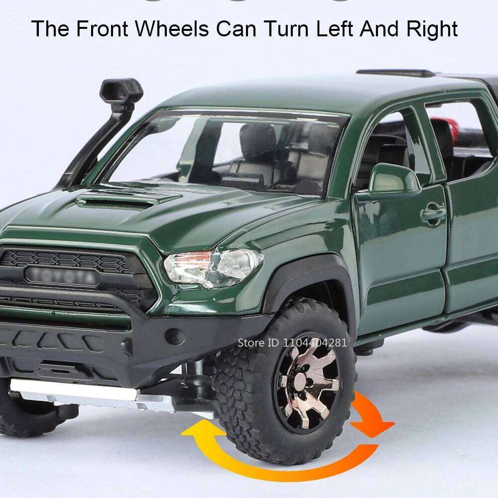 1: 32 Tacoma RAM Mammoth Alloy Off-road Vehicle Diecast Model Toys Car Sound Light Pull Back Doors Opened Ornament for Boy Gift Z260306
