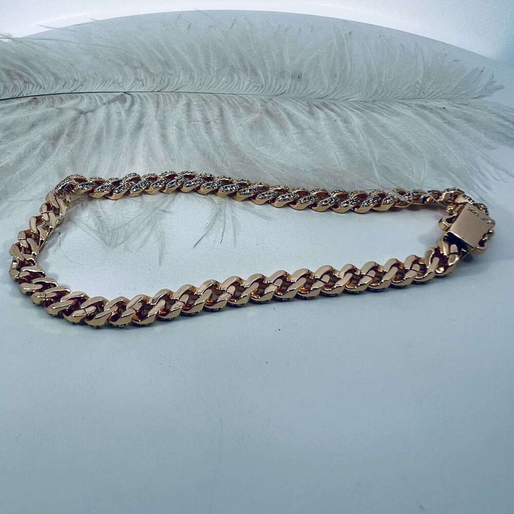 European and American heavy-duty full-diamond Cuban chain, high-quality 14mm diamond-studded men's hip-hop chunky necklace