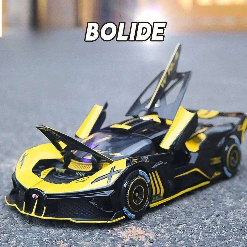 Spray 1/24 Bugatti Bolide Supercar Alloy Model Sound Light Diecast Vehicle Boy Car Toy Gift Collectable Miniature Home Decor Z260307