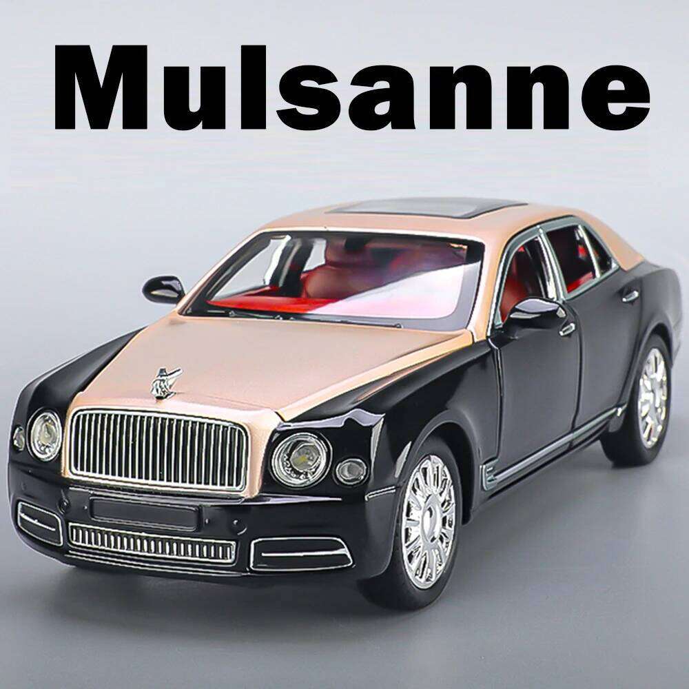 1:24 Mulsanne Continental GT Car Model Diecast Alloy Toy 6 Doors Opened Pull Back Sound Light Miniature Models Christmas Present Z260307