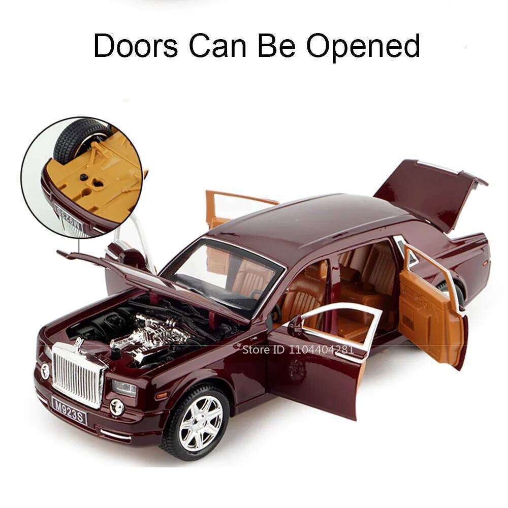 1:24 Rolls Royce Phantom Spectre Car Toy Diecast Model Doors Opened Sound Light Pull Back Miniature Vehice Children Holiday Gift Z260307