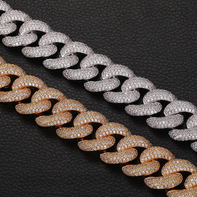 New Design Fine Jewelry Hip Hop Iced Out Moissanite/Zircon Cuban Link Chain Necklaces