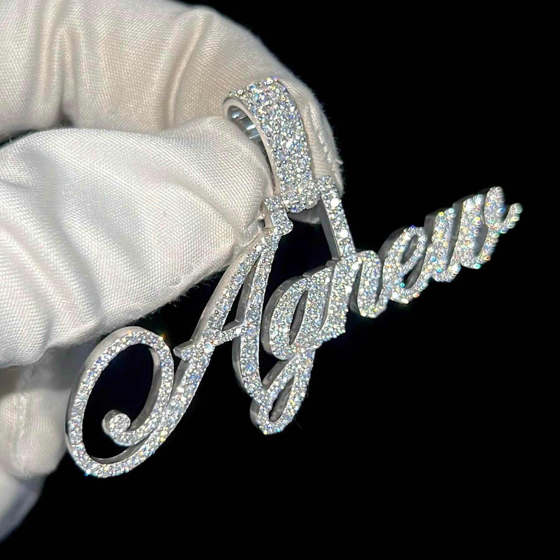 Mens Iced Out VVS Moissanite Diamond Letter Pendant Custom Font Name Moissanite Hip Hop Unisex Charm Necklace for Birthday Gift