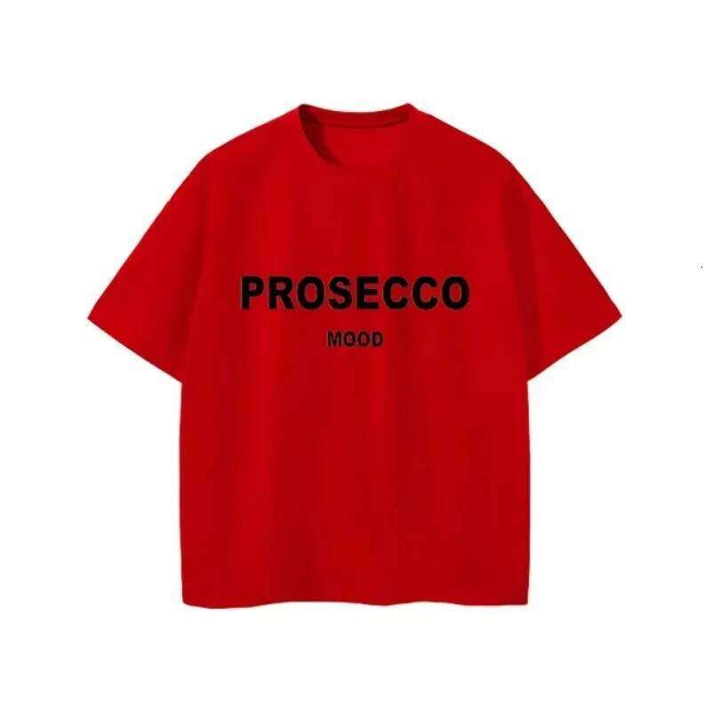 PROSECCO MOOD Letter Graphic Printed Cotton T-Shirts Women Oversize Female Clothing Soft Round Neck Lady Y2k Tops Summer XJ260306
