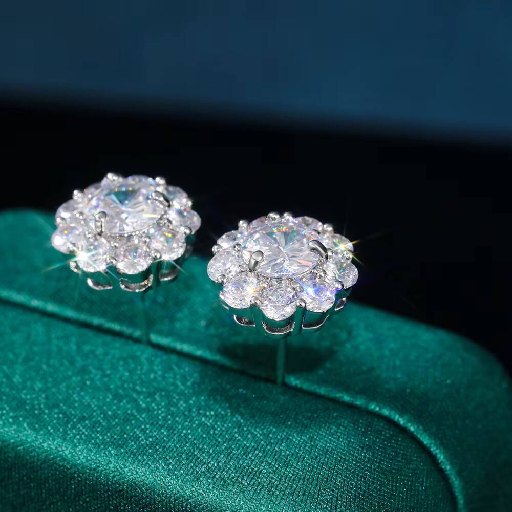 CAOSHI Luxury Party Gifts moissanite VVS Sun Flower Stud Earrings Cubic moissanite VVSia Beautiful Flowers Women Summer Earrings