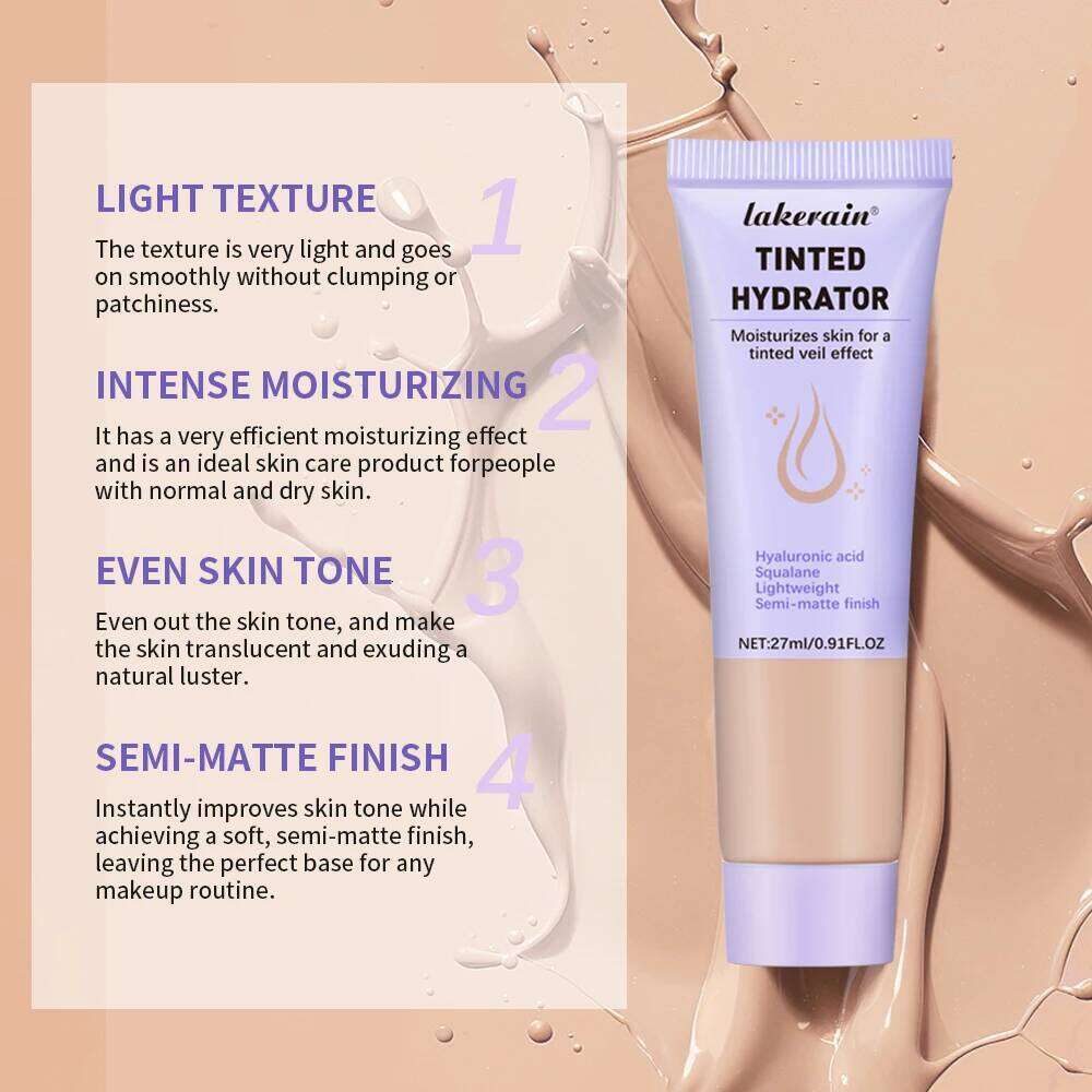 High Coverage CC cream Foundation Tinted Hydrator Matte Finish Light Oil-Free Moisturizing Makeup Hyaluronic Acid Sheer 26L0306