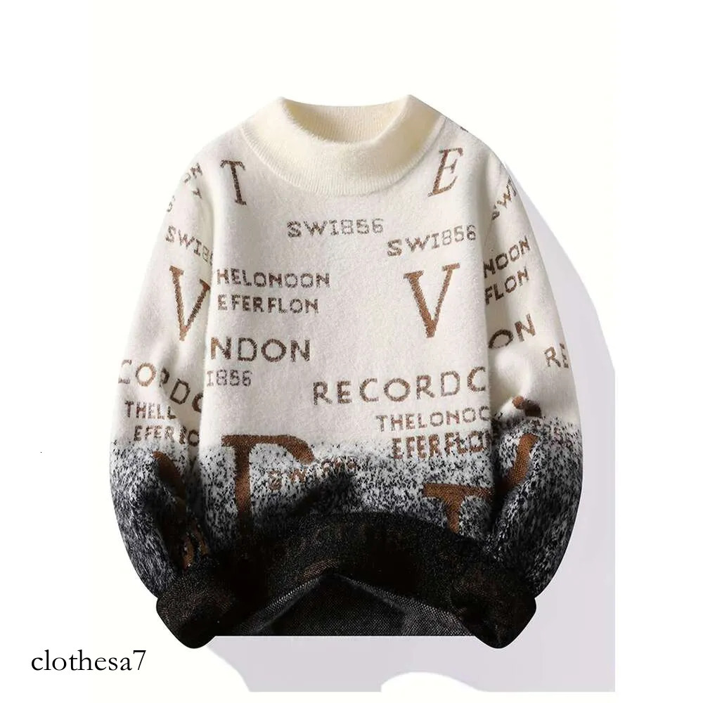 Men's Beige & Blue Color Block, Warm Round Neck Pullover Fall/Winter, Everyday Casual Formal Outfits - Autumn Winter Knit Sweater For Men, Sweate